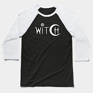 Witch, Moon and Pentagram (white version) typography lettering Baseball T-Shirt